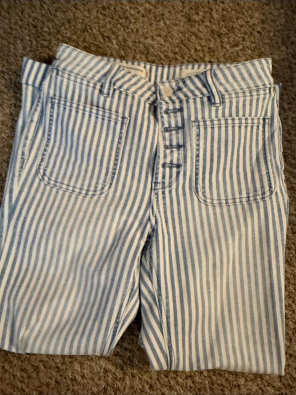Pilcro and the Letterpress Blue and White Striped Jeans